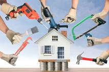 Home remodeling cleanup with dumpster